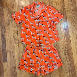 Bouffants & Broken Hearts Orange Leopard Pajama Set